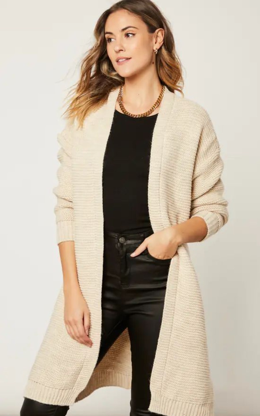 Knitwear * | Top 10 Jenerique Longline Oversize Cardigan In Beige