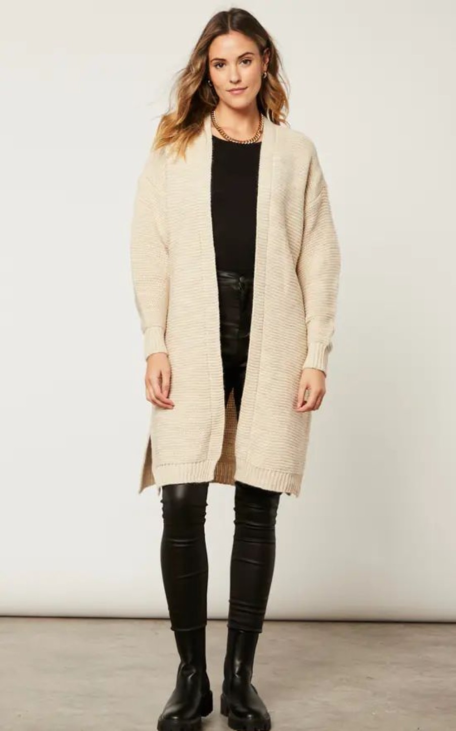 Knitwear * | Top 10 Jenerique Longline Oversize Cardigan In Beige