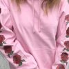 Sweaters & Hoodies * | New Save The People Red Rose Sleeve Hoodie In Light Pink