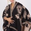 Knitwear * | Buy Boutique Store Beige And Black Aztec Print Reversible Poncho One Size Fit (10 20)