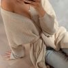 Knitwear * | Wholesale Pretty Lavish Arden Midi Tie Cardigan Light Beige