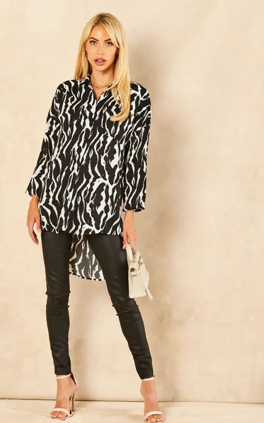 Tops * | Best Deal Love Sunshine Black Zebra Print Oversized Shirt