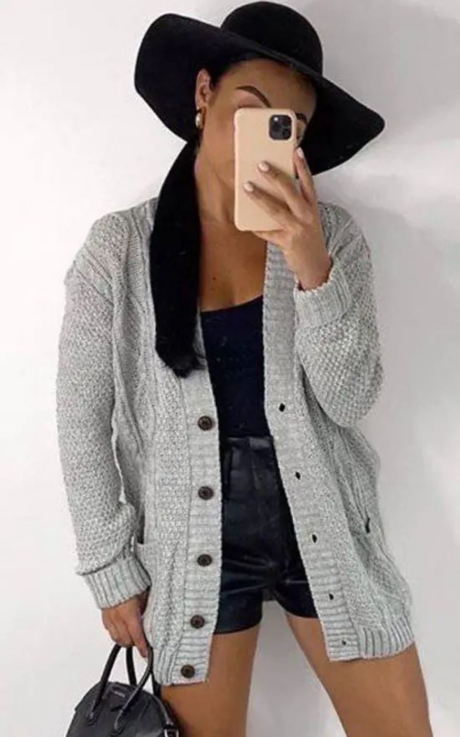 Knitwear * | Deals Gigiland Uk Grandad Chunky Knit Warm And Cosy Button Up Cardigan Grey