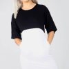 Dresses * | Promo Oops Fashion Oversized Mini Tshirt Dress With Monochrome Panels