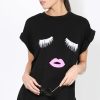 Tops * | Budget Oops Fashion Black Oversized T Shirt With Lashes Graphic Print