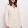 Dresses * | Hot Sale Lilura London Oversized Jumper Dress With V Neck In Beige