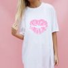 Tops * | Best Reviews Of Sade Farrell Heart Shape Lip Oversize Tshirt