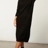 Dresses * | New Vila Long Sleeve Roll Neck Midi Dress In Black