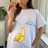 Tops * | Best Sale Hoxton Gal Oversized Banana Relaxed T Shirt In White