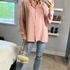 Tops * | Best Reviews Of Hoxton Gal Long Sleeves Relaxed Fit Shirt In Pink