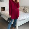 Tops * | Best Reviews Of Hoxton Gal Oversized Long Sleeve Relaxed Fit Shirt In Burgundy