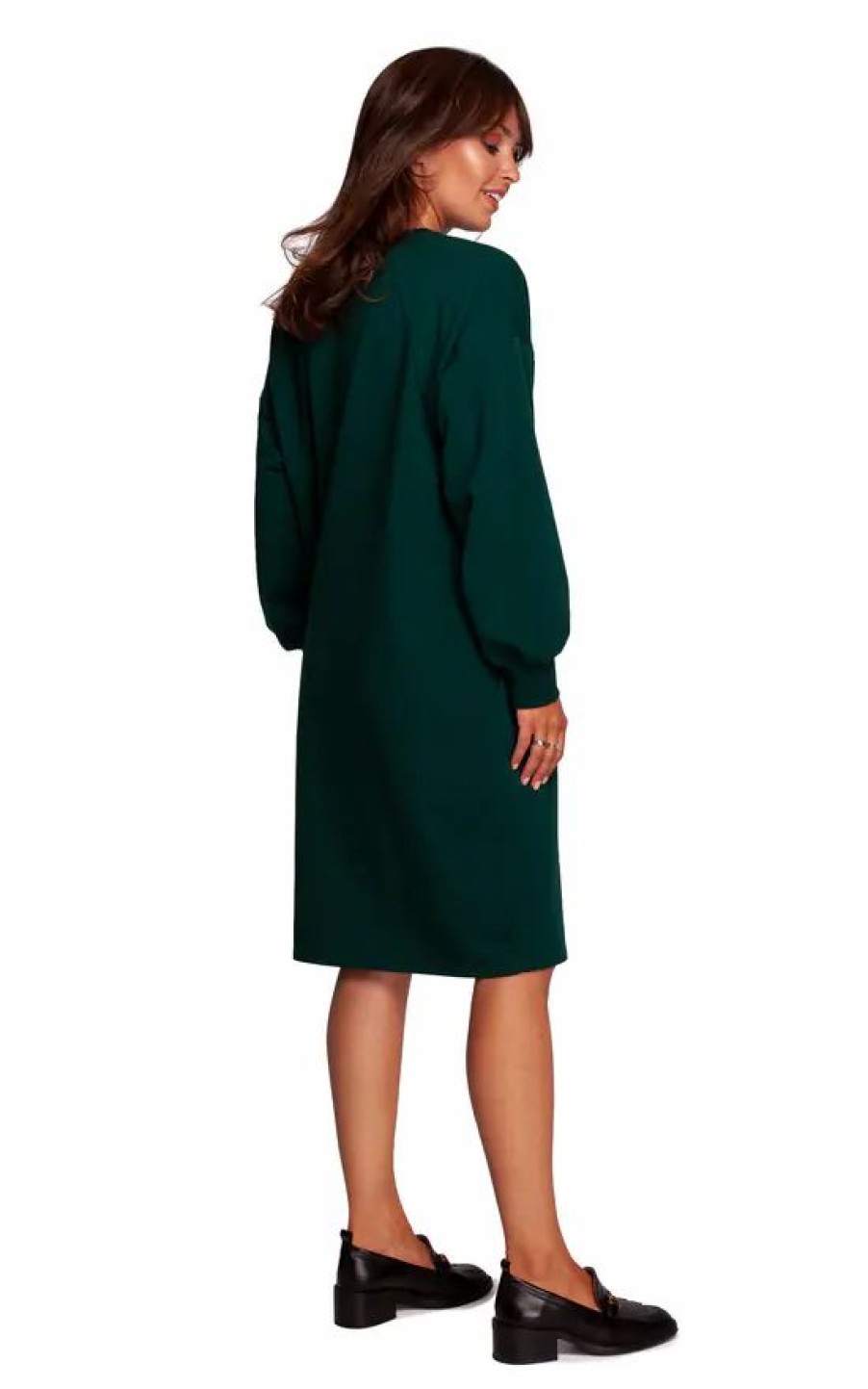 Dresses * | Best Reviews Of Moe Green Relaxed Fit Sweatshirt Dress With Print In The Front