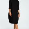 Dresses * | Best Reviews Of Moe Black 3/4 Sleeve Oversized Midi Dress