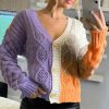 Knitwear * | Deals Angeleye Colour Block Soft Knit Cardigan