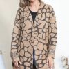 Knitwear * | Wholesale Lucy Sparks Camel Giraffe Print Long Cardigan