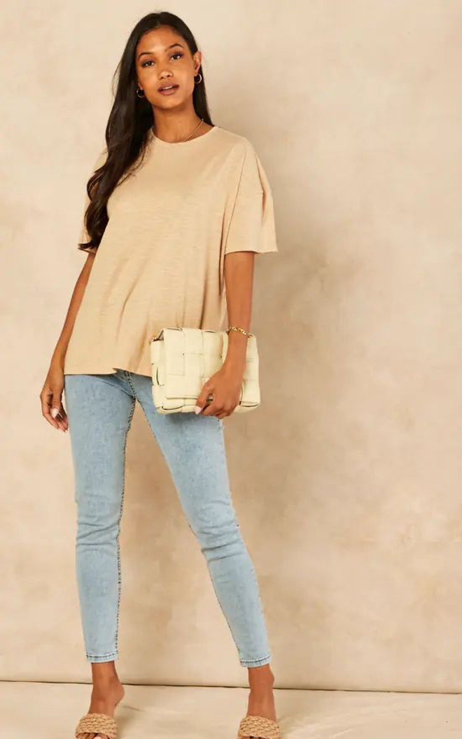 Tops * | Cheapest Noisy May Short Sleeve Oversized T Shirt In Cream