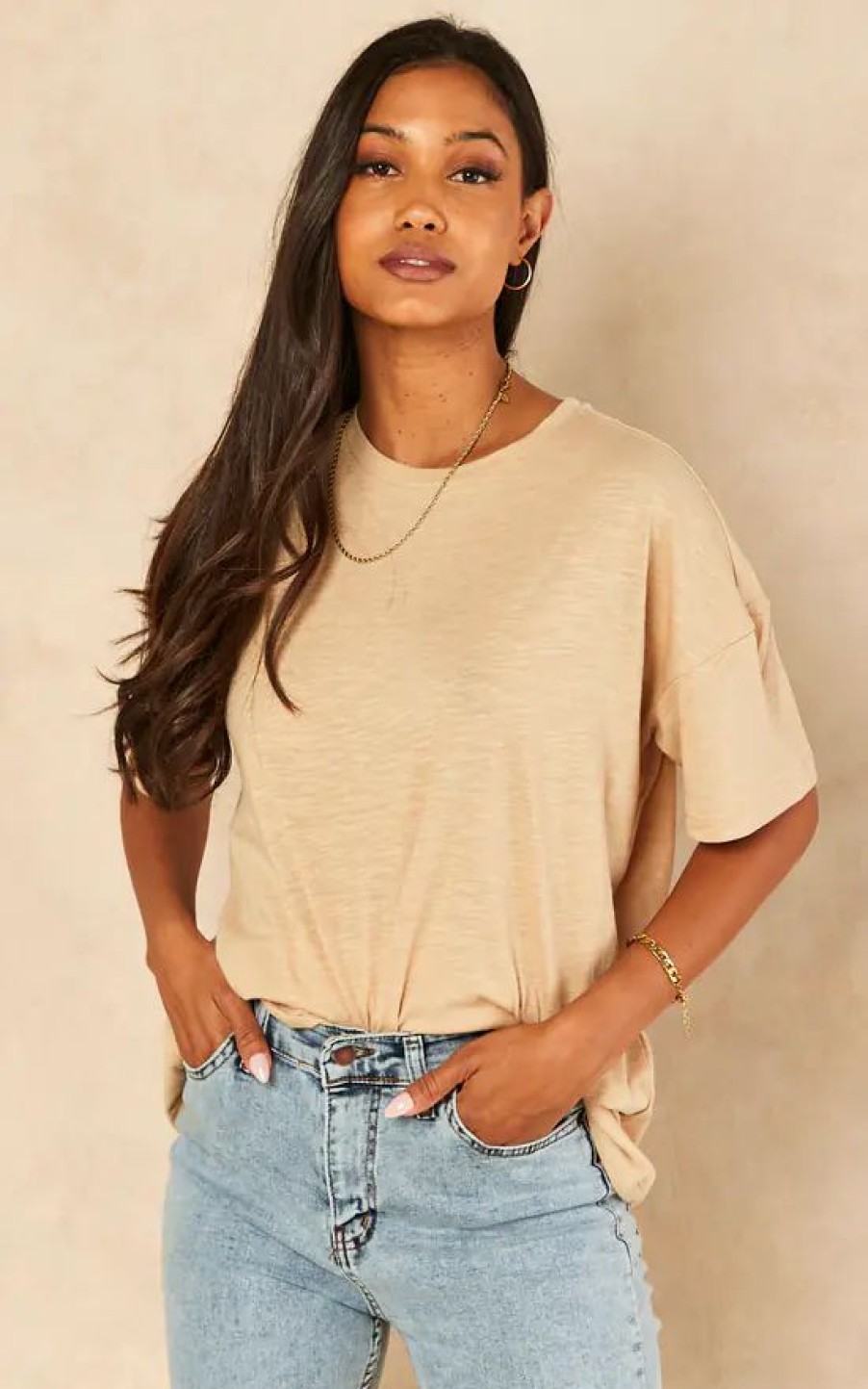 Tops * | Cheapest Noisy May Short Sleeve Oversized T Shirt In Cream