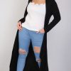 Knitwear * | Budget Oops Fashion Long Waterfall Cardigan In Black