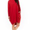 Dresses * | Deals Awama Red Loose Dress With Big Pockets