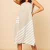 Dresses * | Cheapest Bella And Blue Sleeveless Summer Midi Dress In Beige With White Stripes