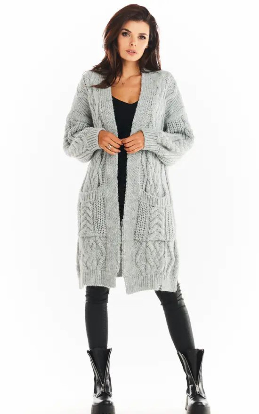 Knitwear * | Top 10 Awama Long Thick Cardigan In Grey