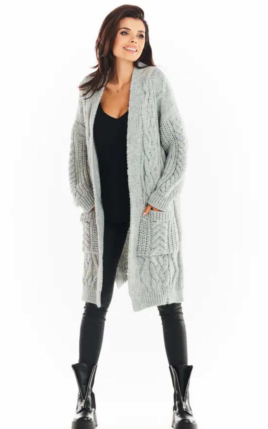 Knitwear * | Top 10 Awama Long Thick Cardigan In Grey