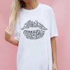 Dresses * | Buy Sade Farrell White Tshirt Dress With Positive Slogan Lip Print