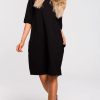 Dresses * | Discount Moe Black Oversized Sweatshirt Dress With Short Sleeves