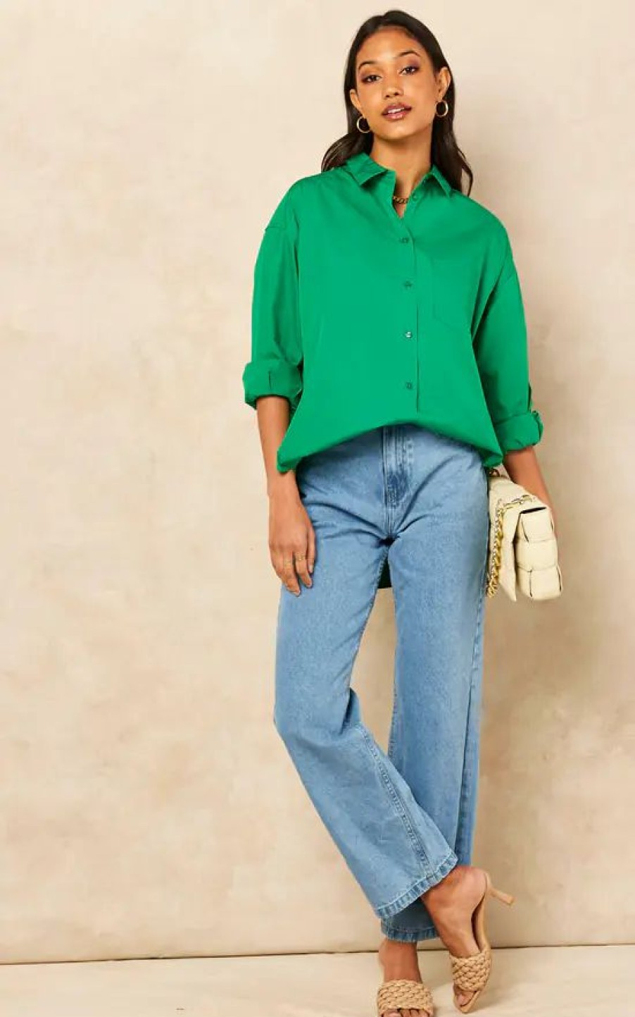 Tops * | Outlet Jjxx Relaxed Fit Poplin Shirt In Green