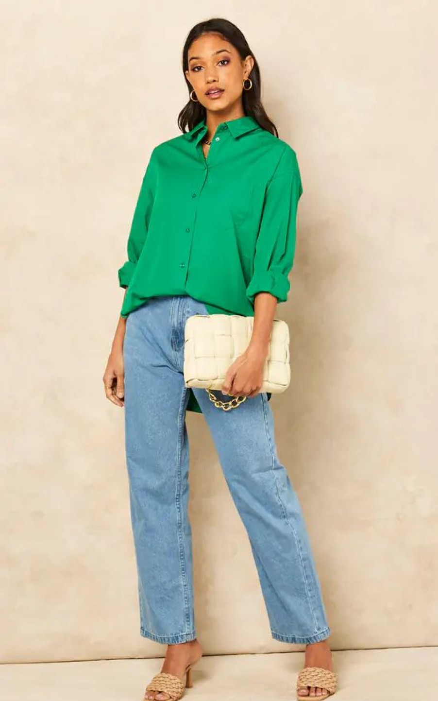 Tops * | Outlet Jjxx Relaxed Fit Poplin Shirt In Green