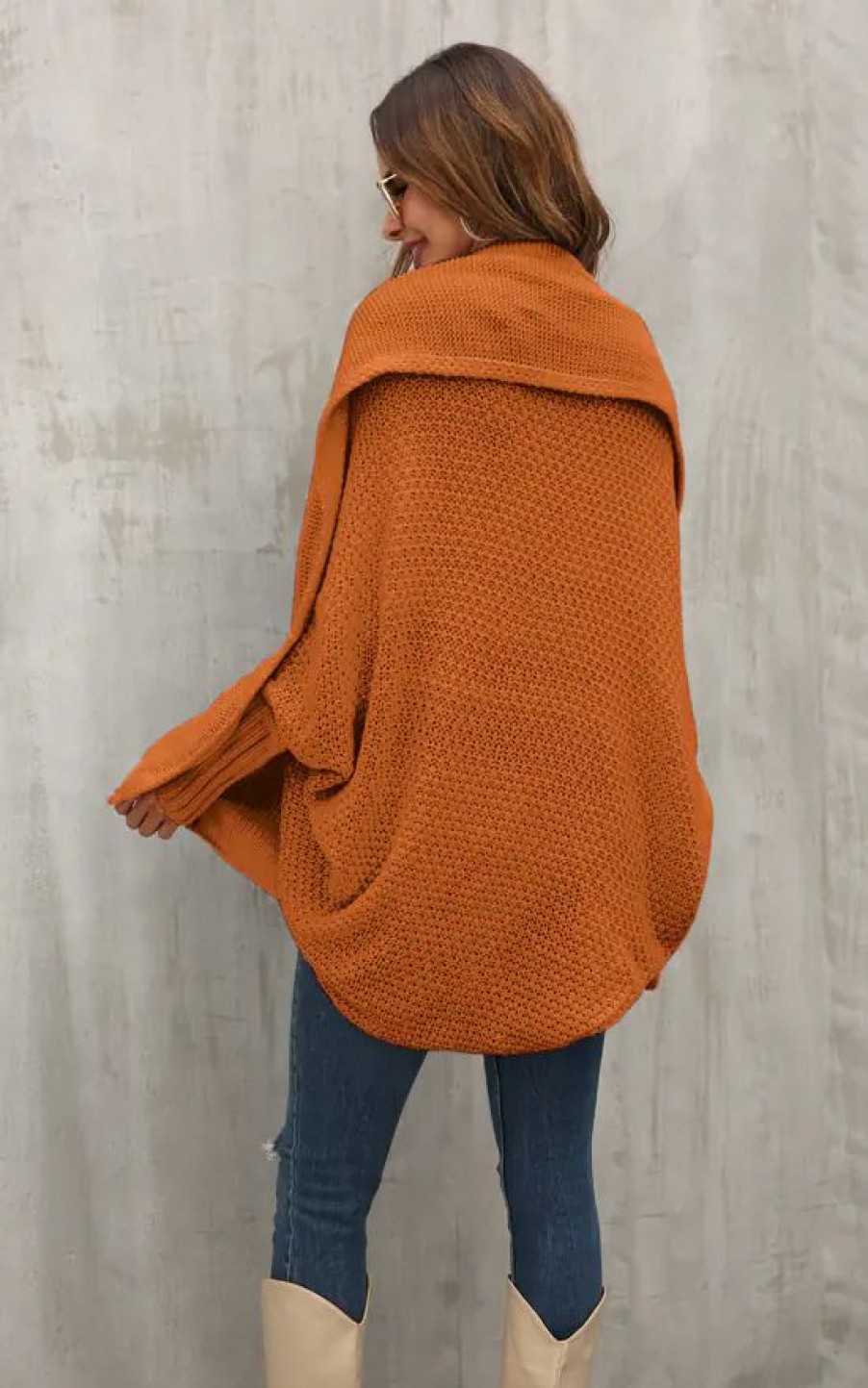 Knitwear * | Top 10 Fs Collection Chunky Pleat Oversized Cardigan In Rusty Orange