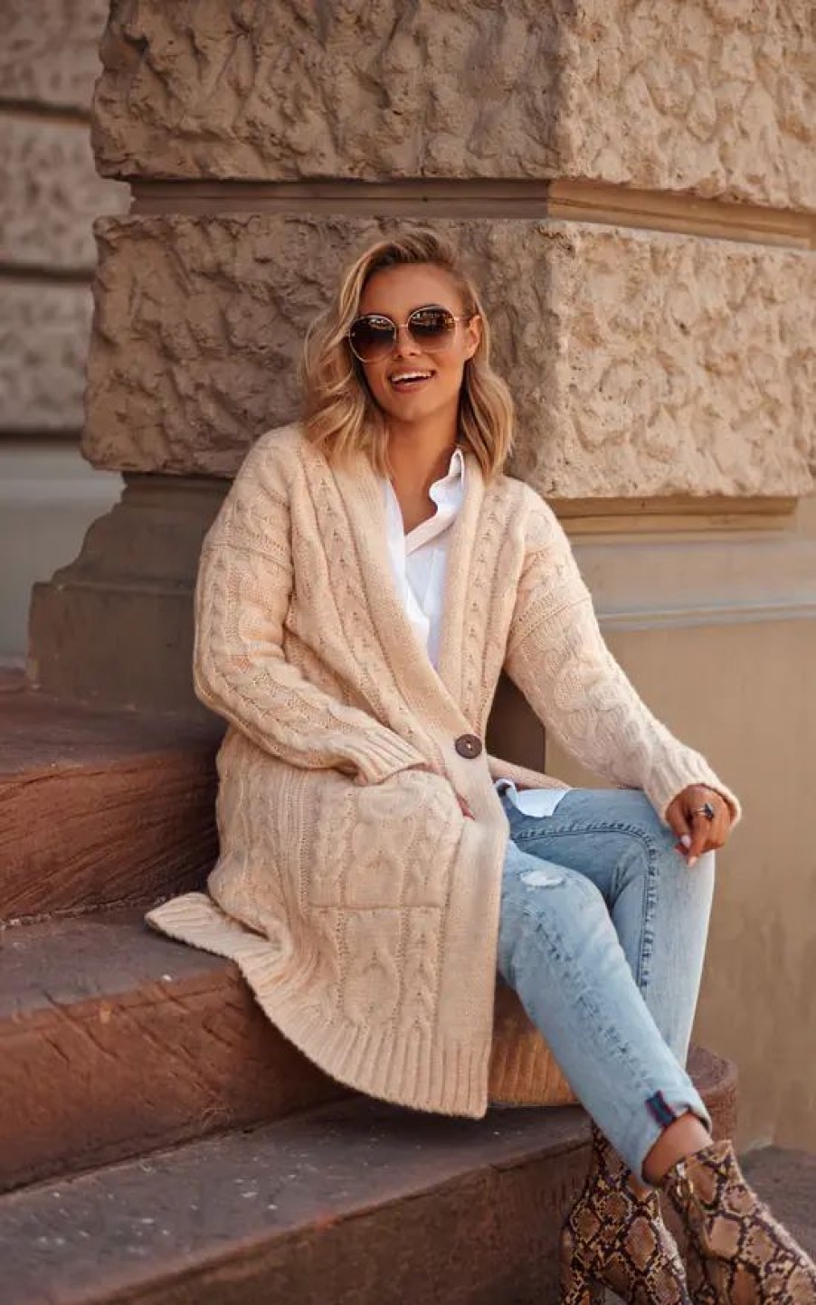 Knitwear * | Cheap Makadamia Beige Cardigan In Braids