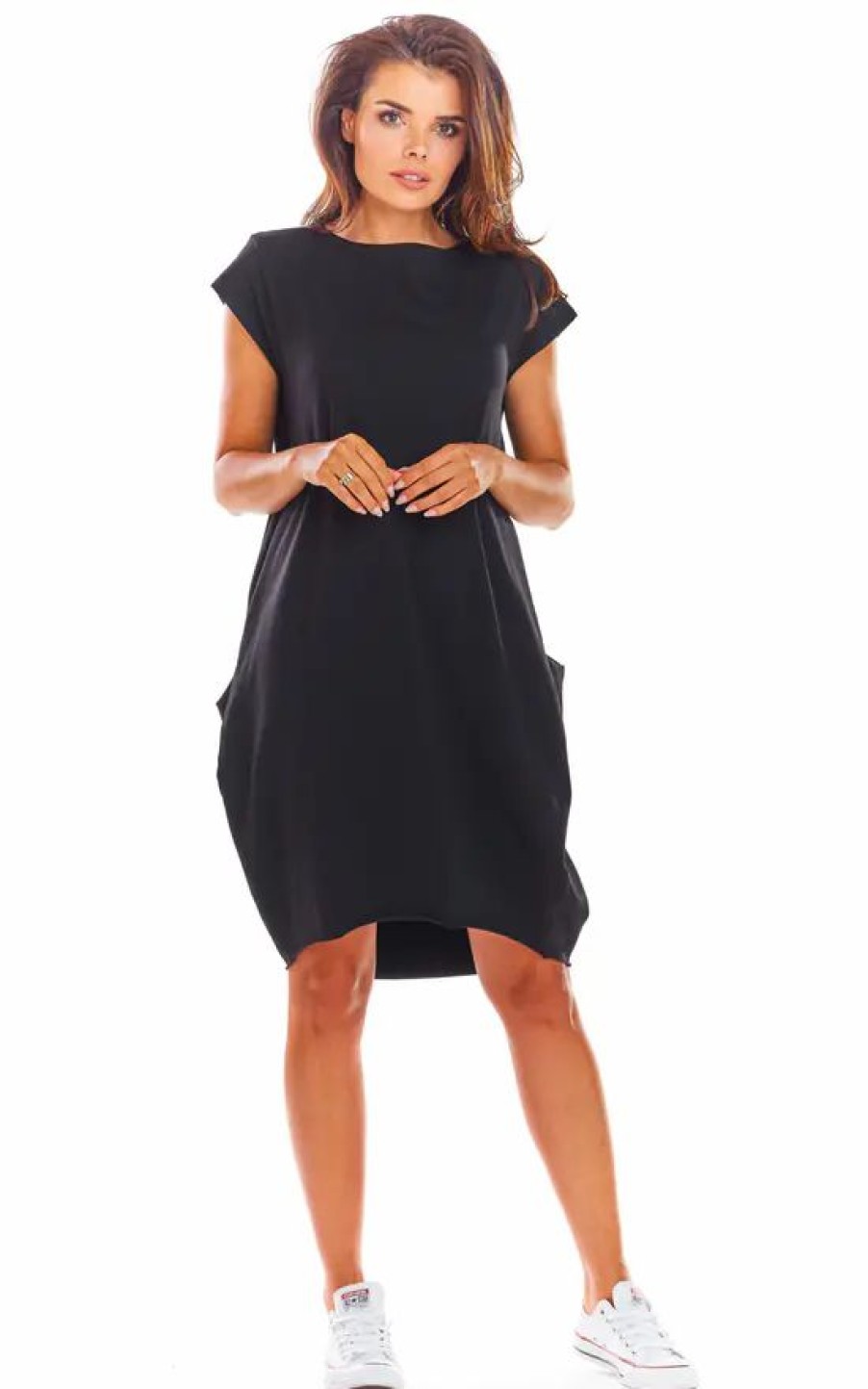 Dresses * | Buy Awama Oversized Cotton Dress With Pockets In Black