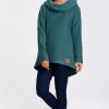 Sweaters & Hoodies * | Wholesale Moe Hoodie With Wide Collar In Dark Turquoise