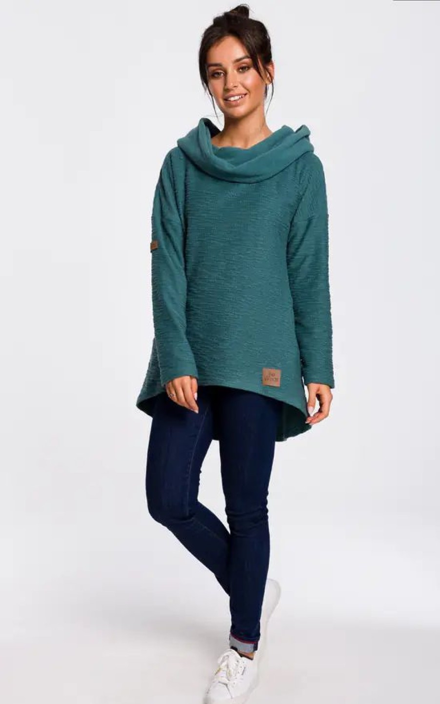 Sweaters & Hoodies * | Wholesale Moe Hoodie With Wide Collar In Dark Turquoise