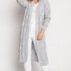 Knitwear * | Best Reviews Of Mkm Knitwear Design Long Open Front Cardigan In Grey