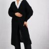 Knitwear * | Outlet Boutique Store Black Oversized Cable Cozy Open Cardigan