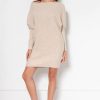 Dresses * | Best Reviews Of Lanti Oversized Mini Knitted Dress In Beige