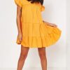 Dresses * | Wholesale The Fashion Bible Luca Petite Orange Frill Smock Dress