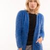 Knitwear * | Deals Cy Boutique Fluffy Long Sleeve Cardigan In Blue