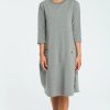 Dresses * | Cheap Moe Grey 3/4 Sleeve Oversized Midi Dress