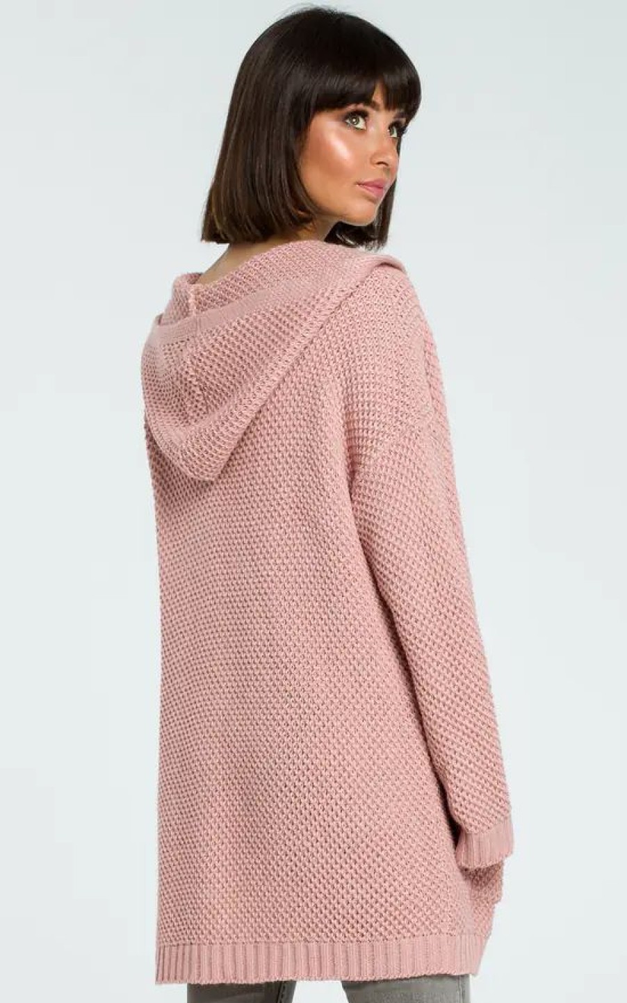 Knitwear * | Buy Moe Pink Open Hooded Cardigan