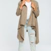 Knitwear * | Budget Moe Light Brown Waterfall Long Cardigan