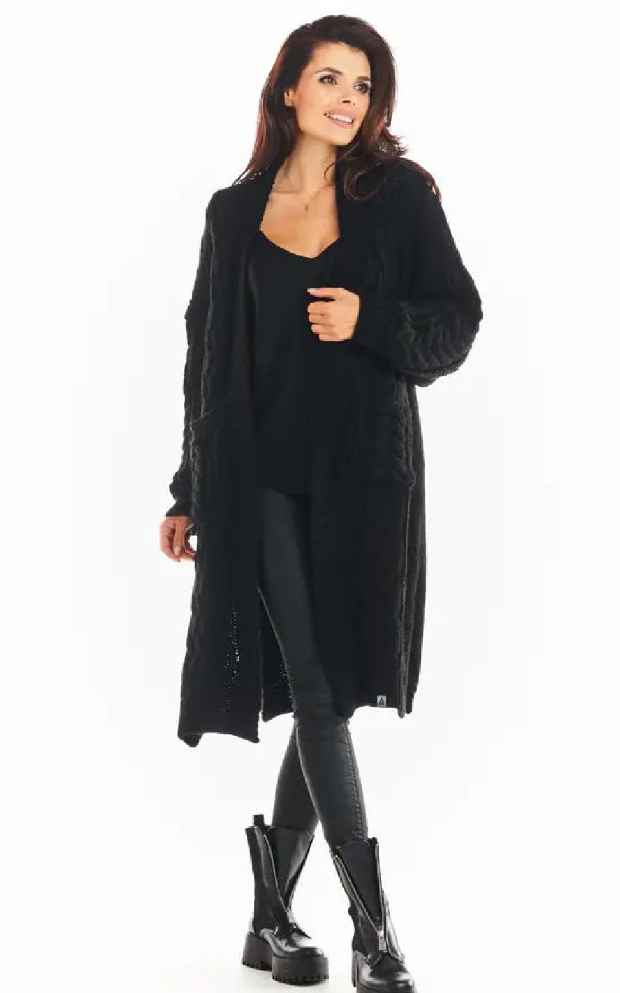 Knitwear * | Coupon Awama Long Thick Cardigan In Black