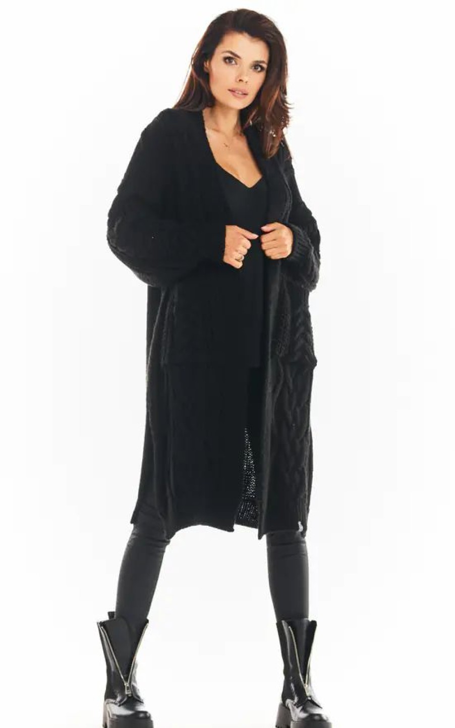 Knitwear * | Coupon Awama Long Thick Cardigan In Black