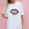 Tops * | Best Sale Sade Farrell White Tshirt With Pink & Orange Leopard Kiss