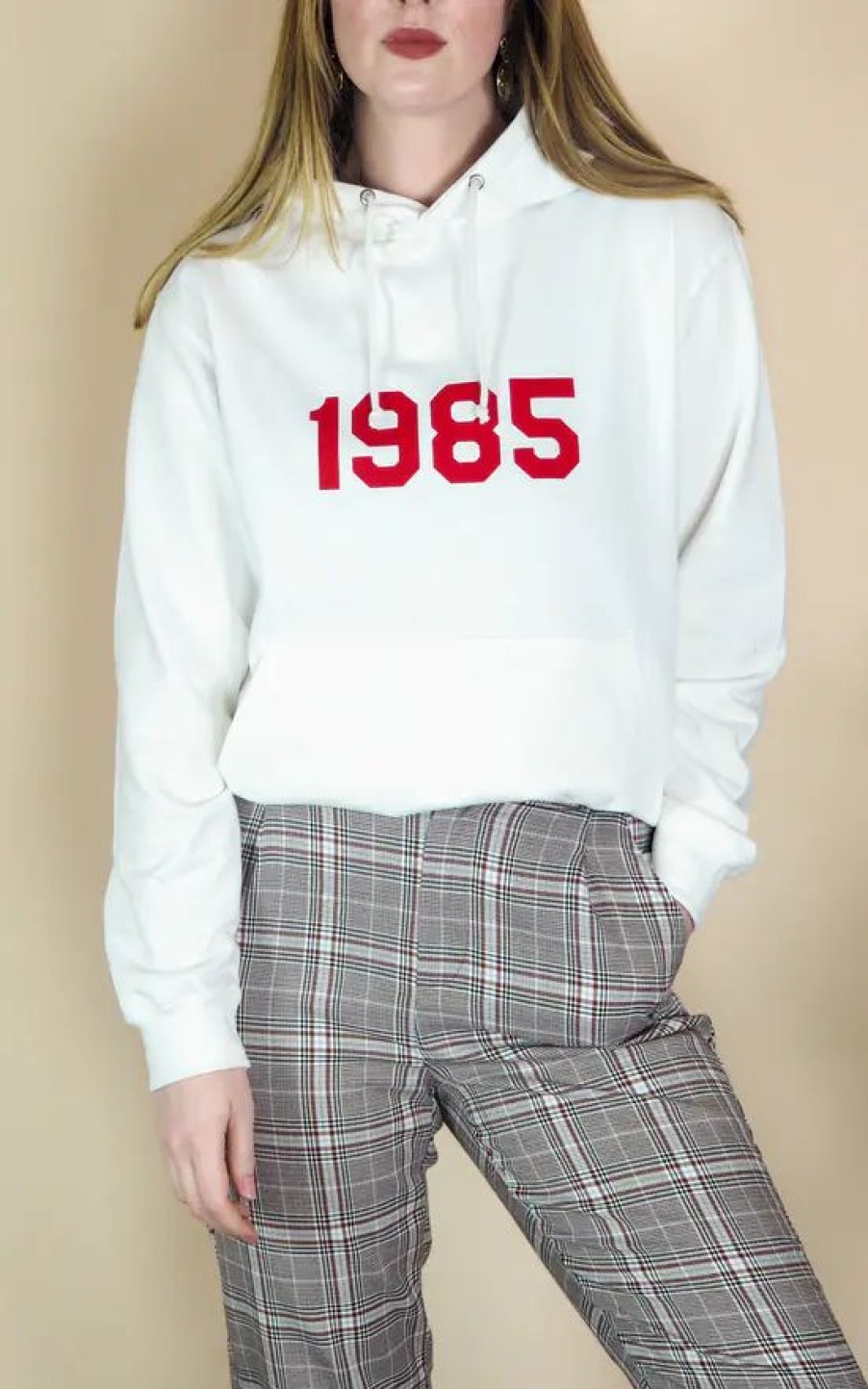 Sweaters & Hoodies * | Best Deal Rock On Ruby Oversized White Hoodie With Personalised Year