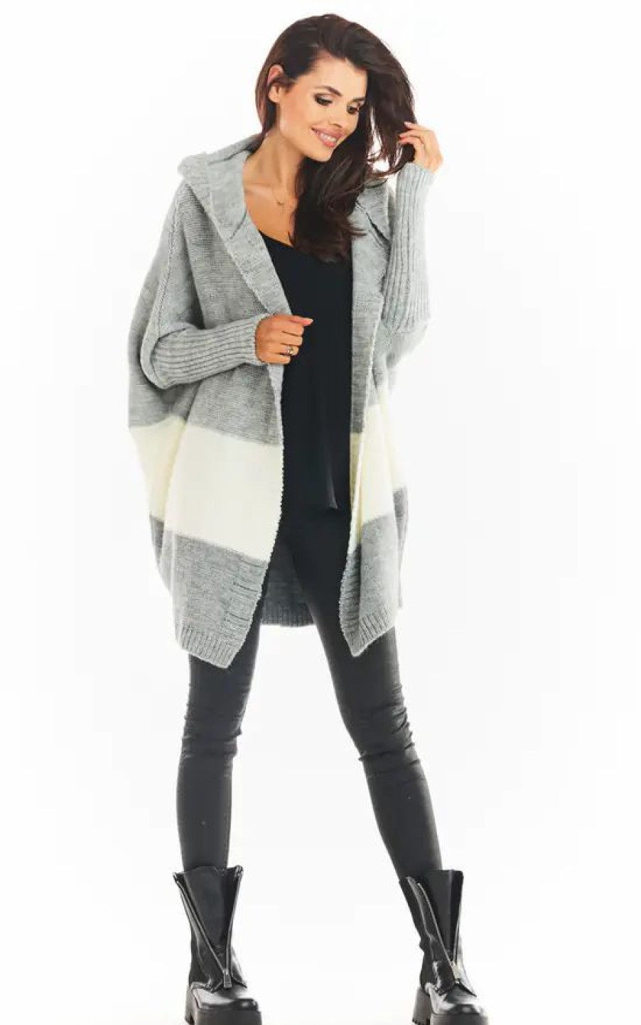 Knitwear * | Hot Sale Awama Oversized Cardigan With Hood In Grey