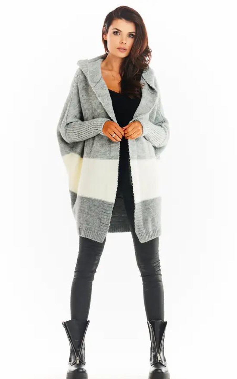 Knitwear * | Hot Sale Awama Oversized Cardigan With Hood In Grey