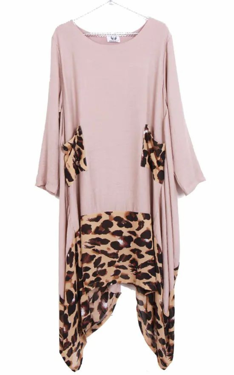 Dresses * | Buy Loes House Oversized Asymmetric Tunic In Neutral/Leopard Print